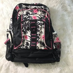 Black/pink floral backpack